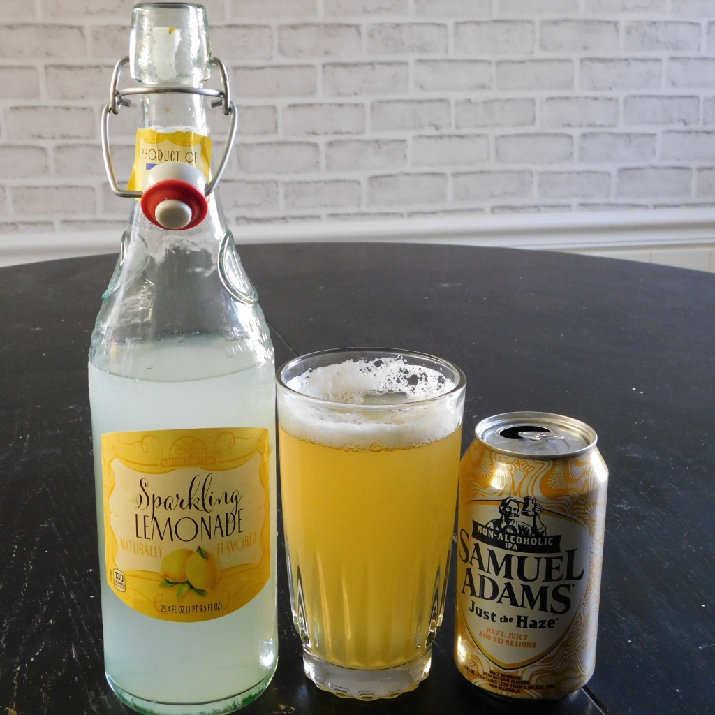 Sparkling lemonade, mixed shandy, and Just The Haze